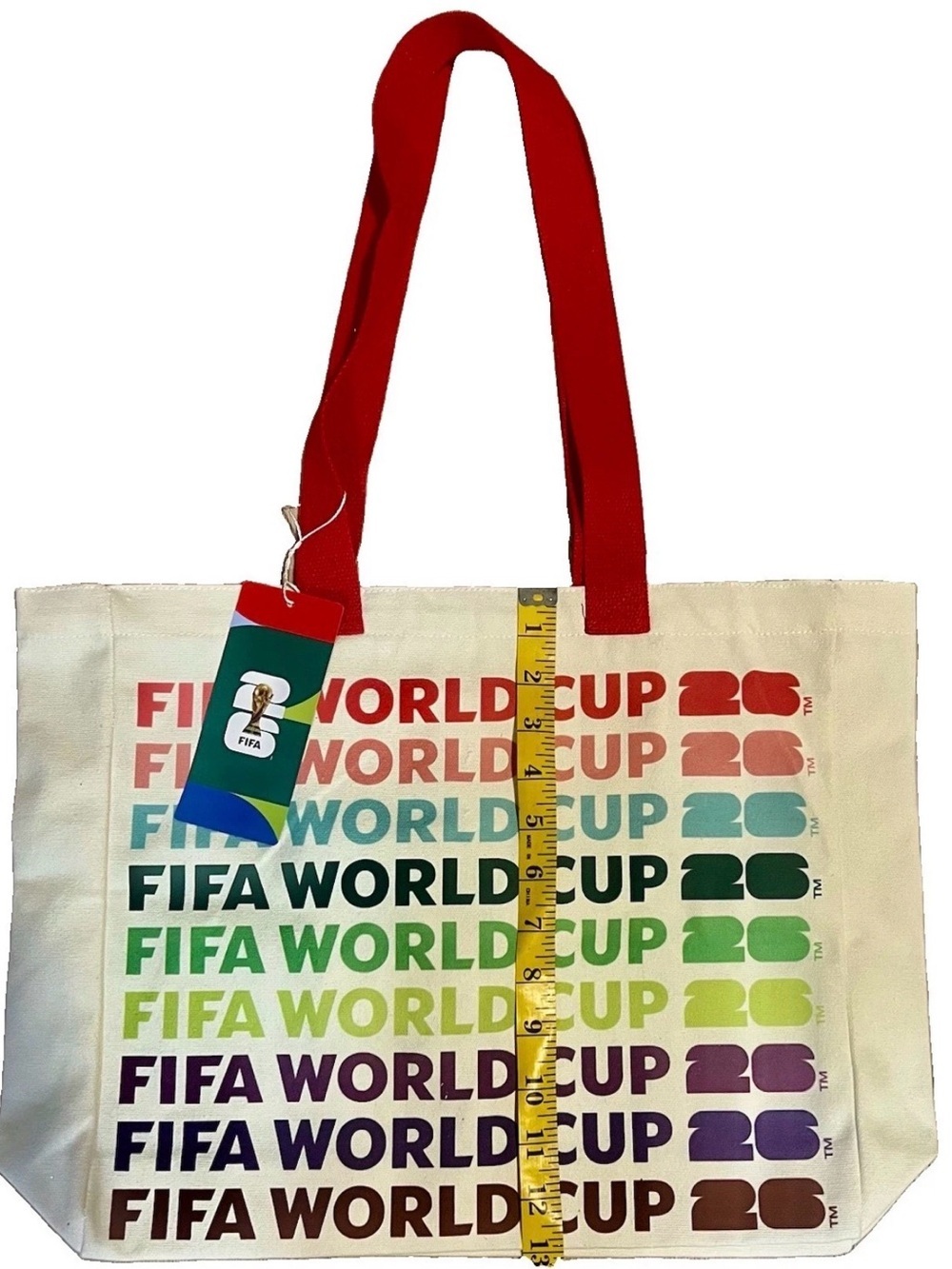 Official FIFA World Cup 2026 Multicolored LARGE Canvas Tote with Red Handles ⚽️ - Picture 5 of 8
